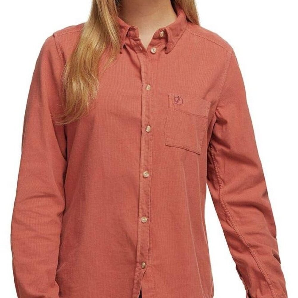 Fjallraven Cord Shirt Burnt Orange Ovik Comfort Fit Long Sleeve Large